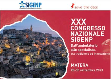 XXX CONGRESSO NAZIONALE SIGENP, MATERA 28-30 SETTEMBRE 2023